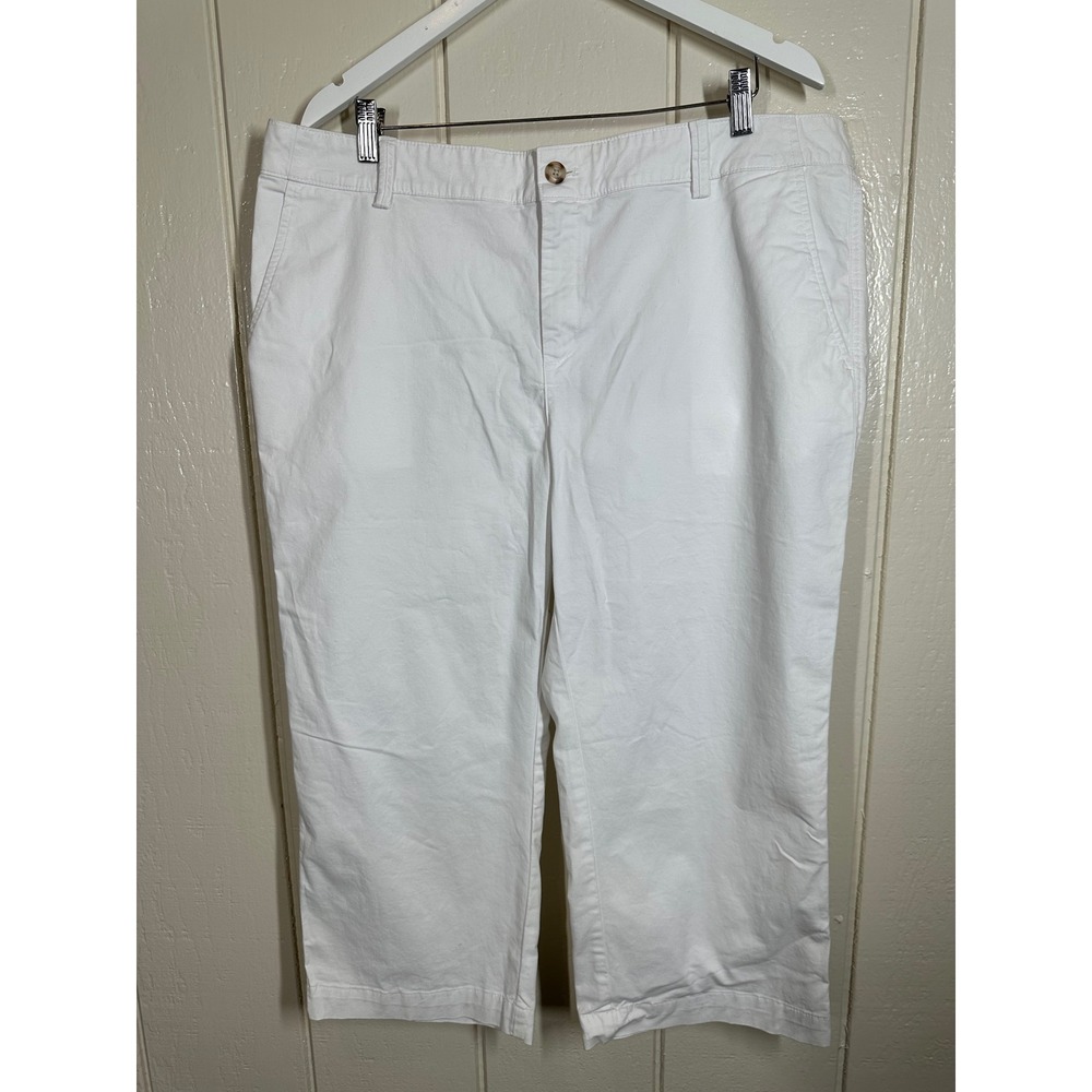 Eddie Bauer Pants Women 18 White Crop Straight Leg Casual Outdoor 7736